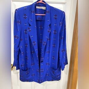 Liz Claiborne Majestic Blue Blazer oversized with Three-Quarter Sleeves vintage